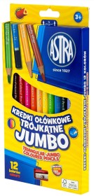 Astra Kredki ołówkowe trójkątne Jumbo 12 kolorów